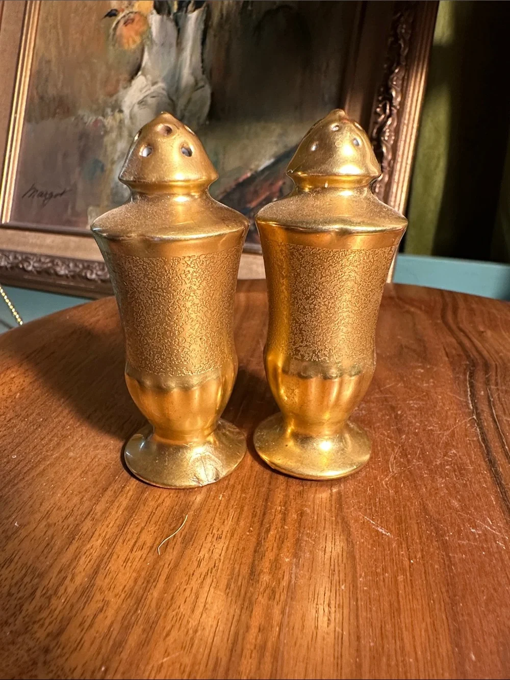 VINTAGE Pickard Salt and Pepper Shakers Gold - Made in Japan